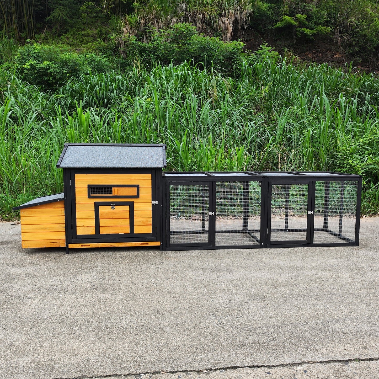 Wooden Chicken Coop and Large Outdoor Run Space