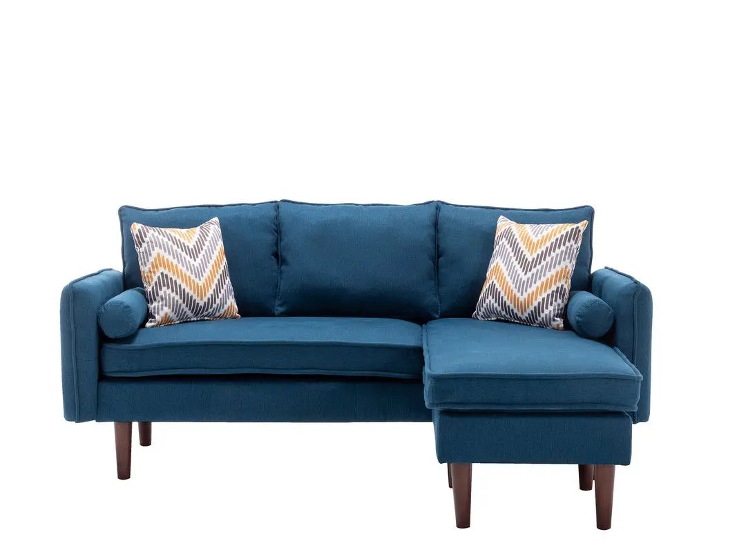 Mia sectional sofa chaise with USB charger in teal blue by Unique Piece Furniture on Tampa Home & Garden Store