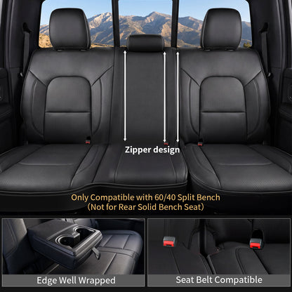Umbrauto car seat covers for Dodge RAM 60/40 split bench black Premium Nappa leather full set on Tampa Home & Garden Store