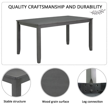 Modern Gray Wood Dining Set With Bench and Chairs