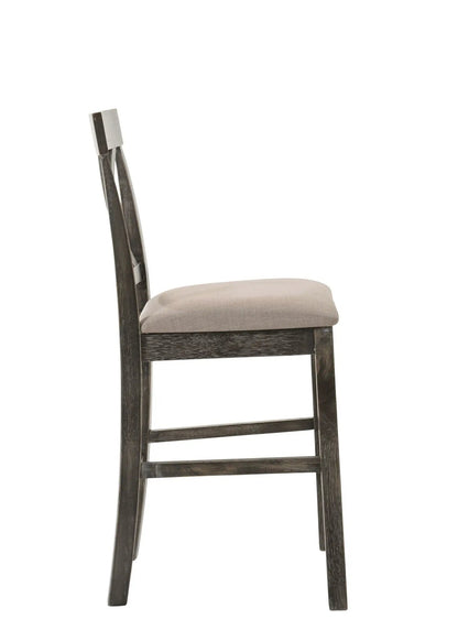 Martha II Weathered Counter Height Chair set of 2 dark wood frame gray tan upholstered seats on Tampa Home & Garden Store