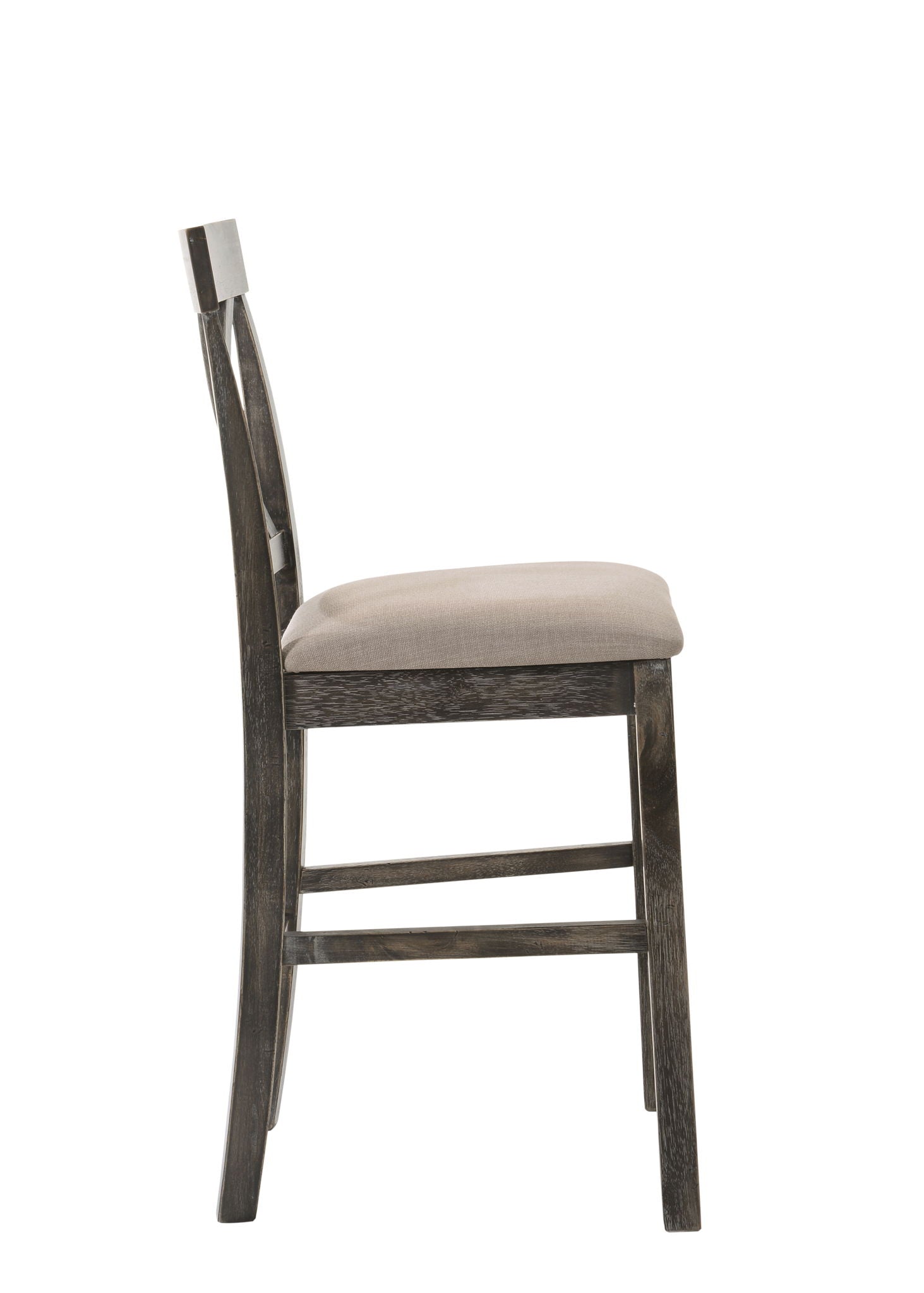 Martha II Weathered Counter Height Chair Set of 2 gray/tan upholstered seats on wood frames on Tampa Home & Garden Store