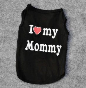 Pet Zen dog vest black sleeveless shirt with I Love My Mommy print on Tampa Home & Garden Store