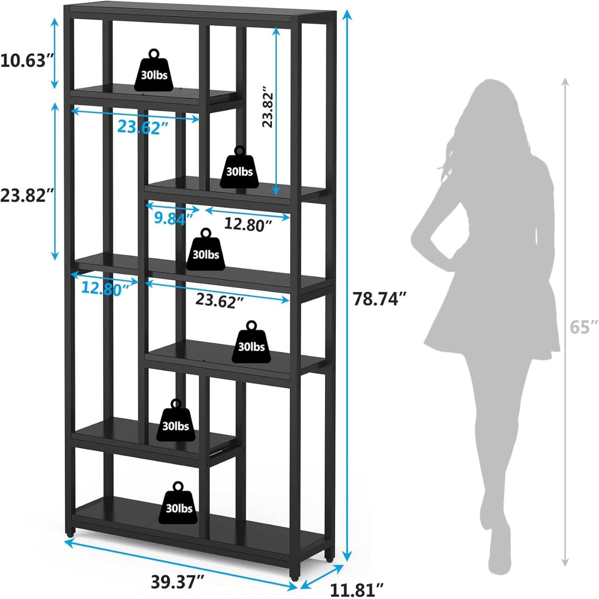 Etagere bookcase, extra tall 7-tier industrial, 10-shelf organizer by HouseOfZazla on Tampa Home & Garden Store