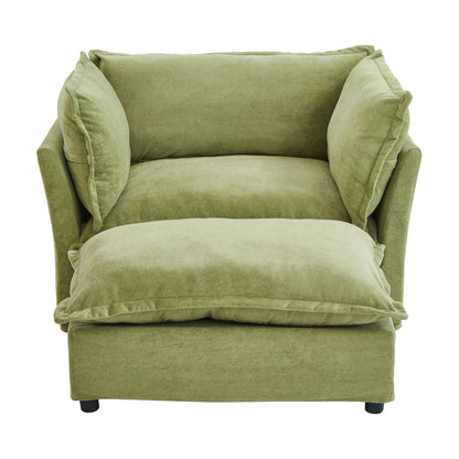 Modern Fabric Armchair with a Movable Ottoman