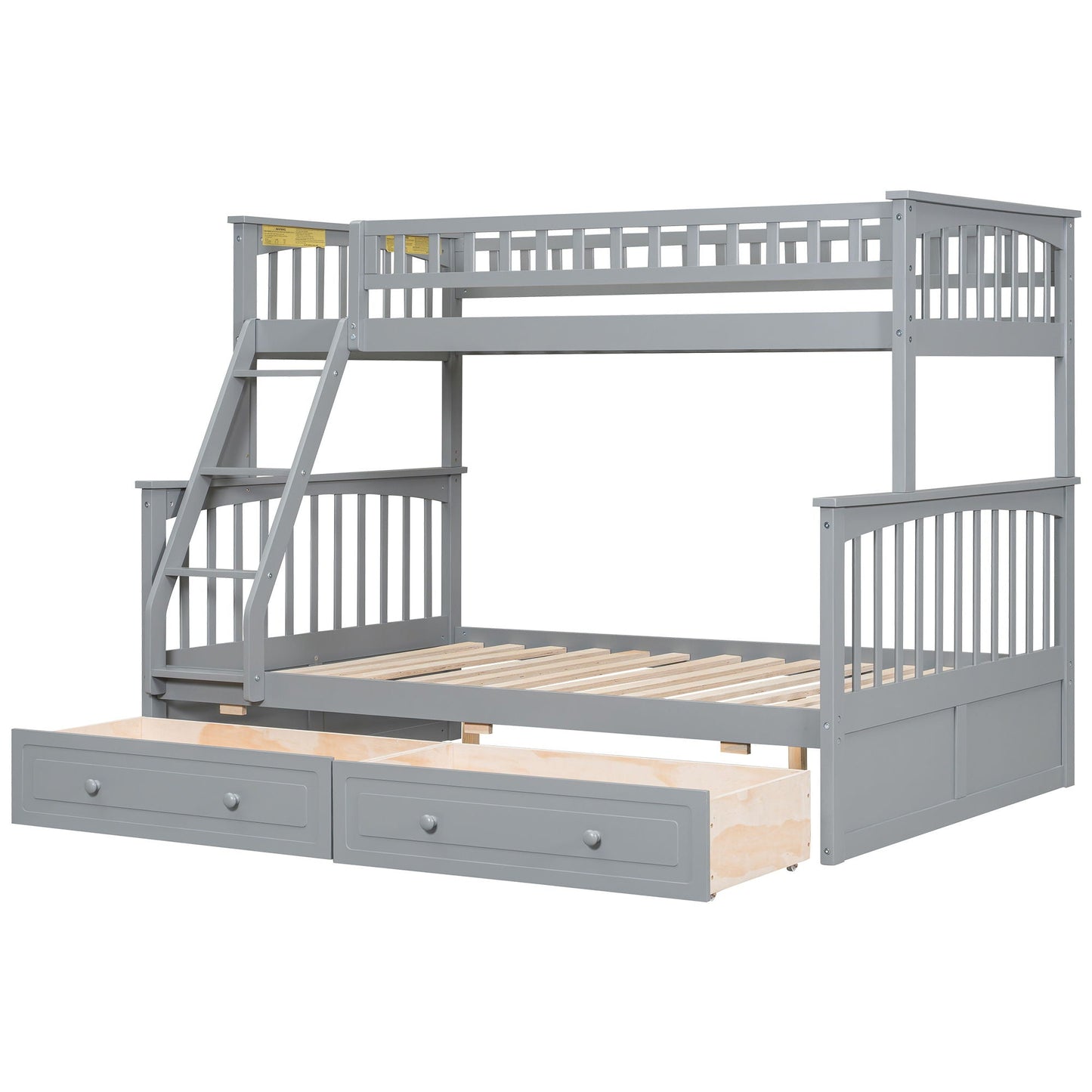 Bunk Bed With Drawers by HouseOfZazla, gray finish with built-in under-bed drawers and ladder on Tampa Home & Garden Store