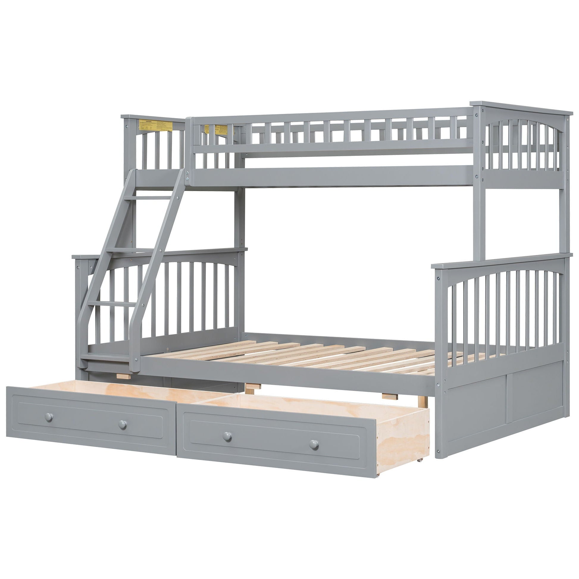 Bunk Bed With Drawers by HouseOfZazla, gray finish with built-in under-bed drawers and ladder on Tampa Home & Garden Store