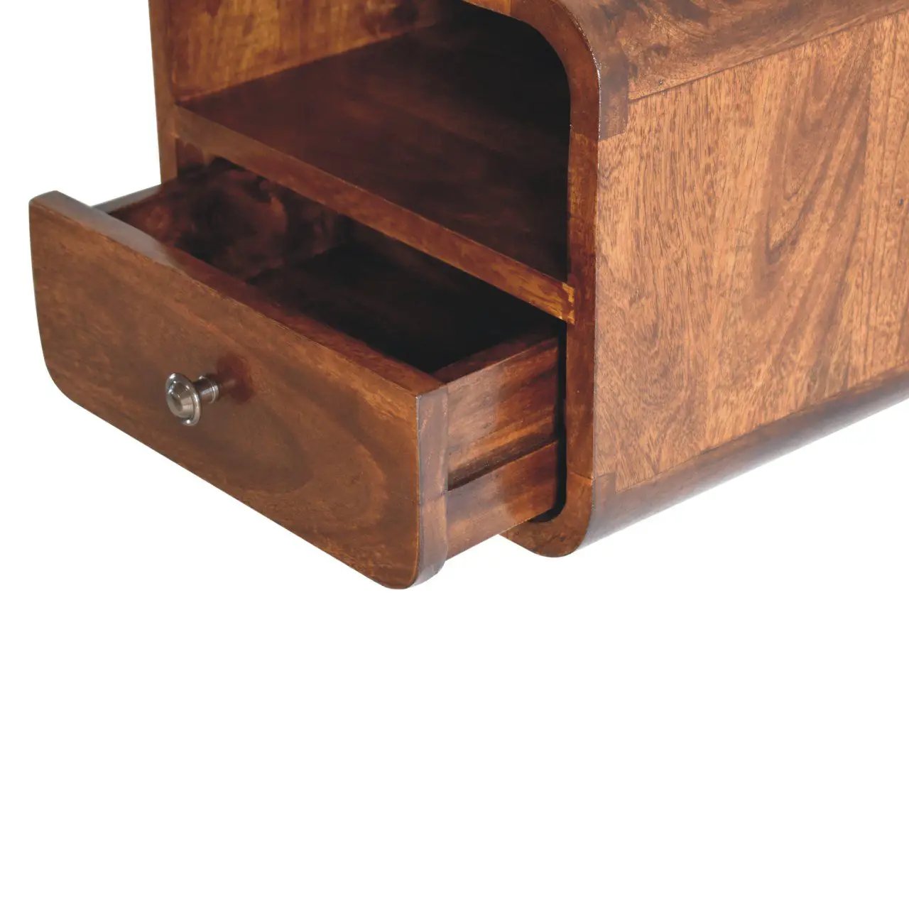 Curved Upper Slot Floating Nightstand with Drawer