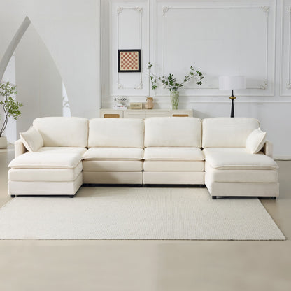 Plush Cloud Corduroy Sofa and the Footstool Set