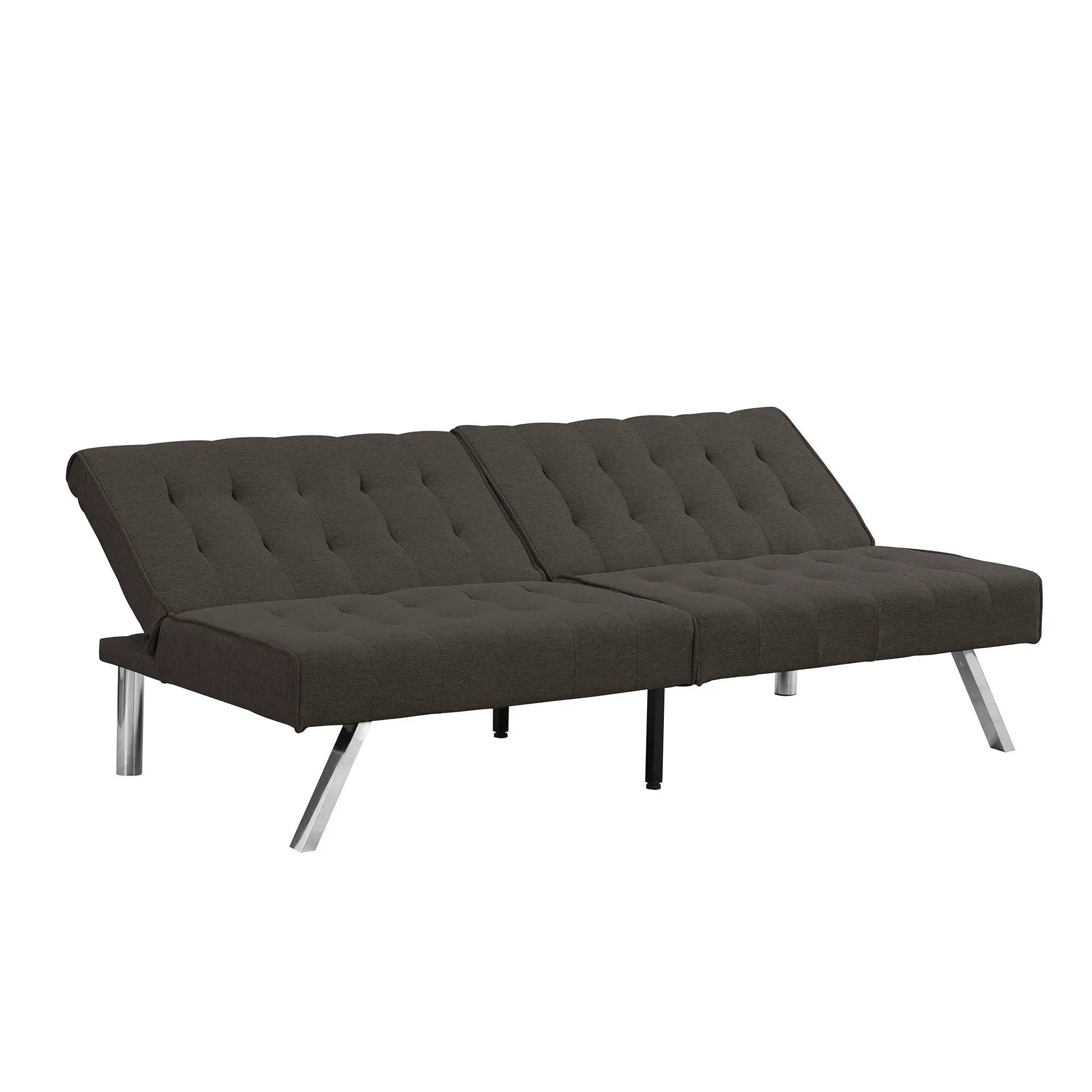 Futon sofa bed dark gray tufted fabric with chrome legs by Unique Piece Furniture on Tampa Home & Garden Store