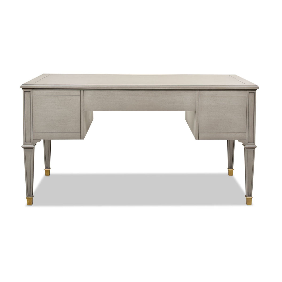 Dauphin 5-Drawer Executive Desk in gray solid rubber hardwood with tapered legs on Tampa Home & Garden Store