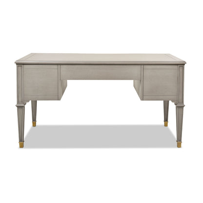 Dauphin 5-Drawer Executive Desk in gray solid rubber hardwood with tapered legs on Tampa Home & Garden Store