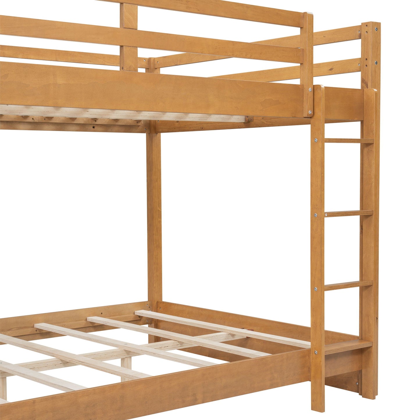 Sturdy bunk bed with ladder in natural wood finish, top bunk guard rails on Tampa Home & Garden Store