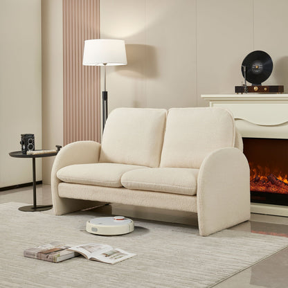 Loveseat HouseOfZazla cream sherpa, small stationary sofa for living room apartment on Tampa Home & Garden Store