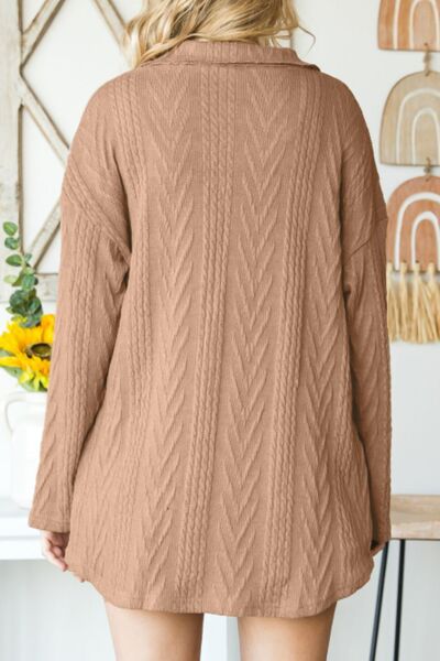 Stevvex retro camel full-size drop-shoulder jacket with button-up design cable knit coat on Tampa Home & Garden Store