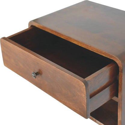 Curve Upper Slot Floating Nightstand with Drawer
