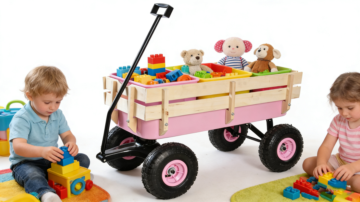 All Terrain Outdoor Wagon and Wood Railing