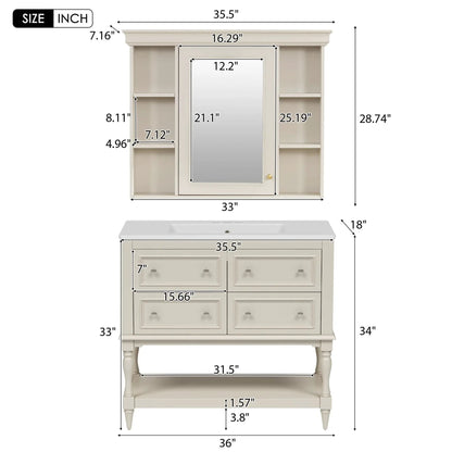 Bathroom Vanity With Medicine Cabinet and Drawers