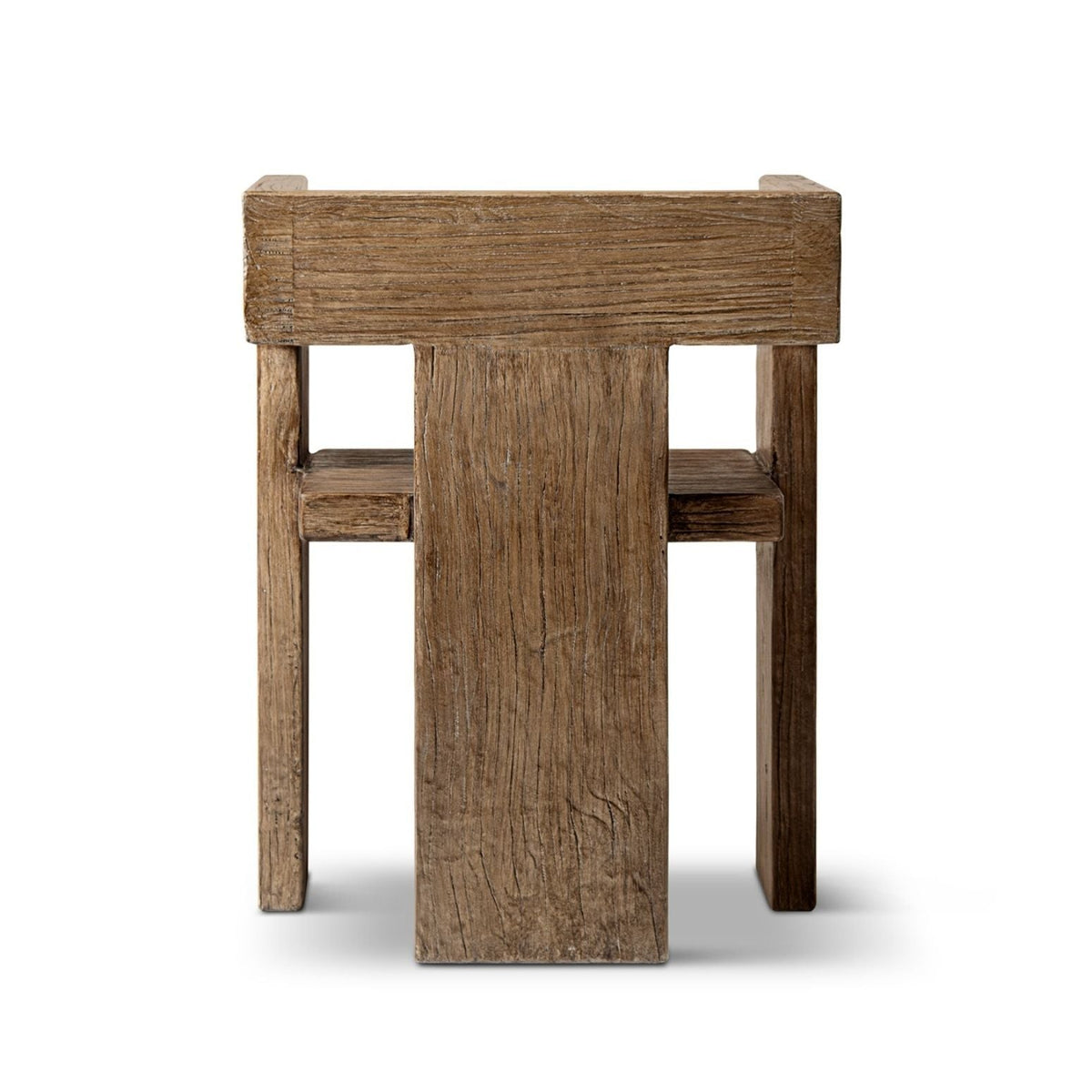 Sculptural Block Accent Arm Chair in brown reclaimed elm by HouseOfZazla on Tampa Home & Garden Store