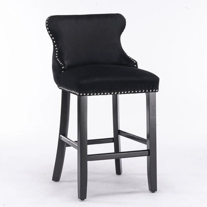 Contemporary Wing-Back Barstools with Tufting