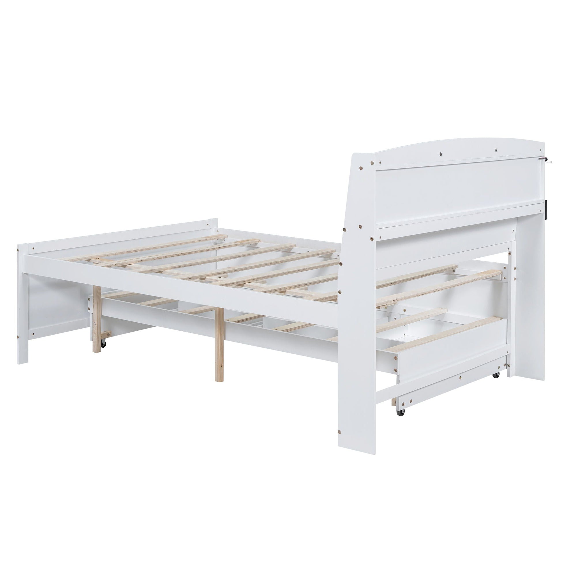 White full platform bed with storage, LED headboard twin trundle & 3 drawers HouseOfZazla on Tampa Home & Garden Store