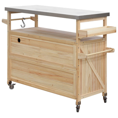 K&K Outdoor Kitchen Island rolling bar cart with gray top and storage by HouseOfZazla on Tampa Home & Garden Store