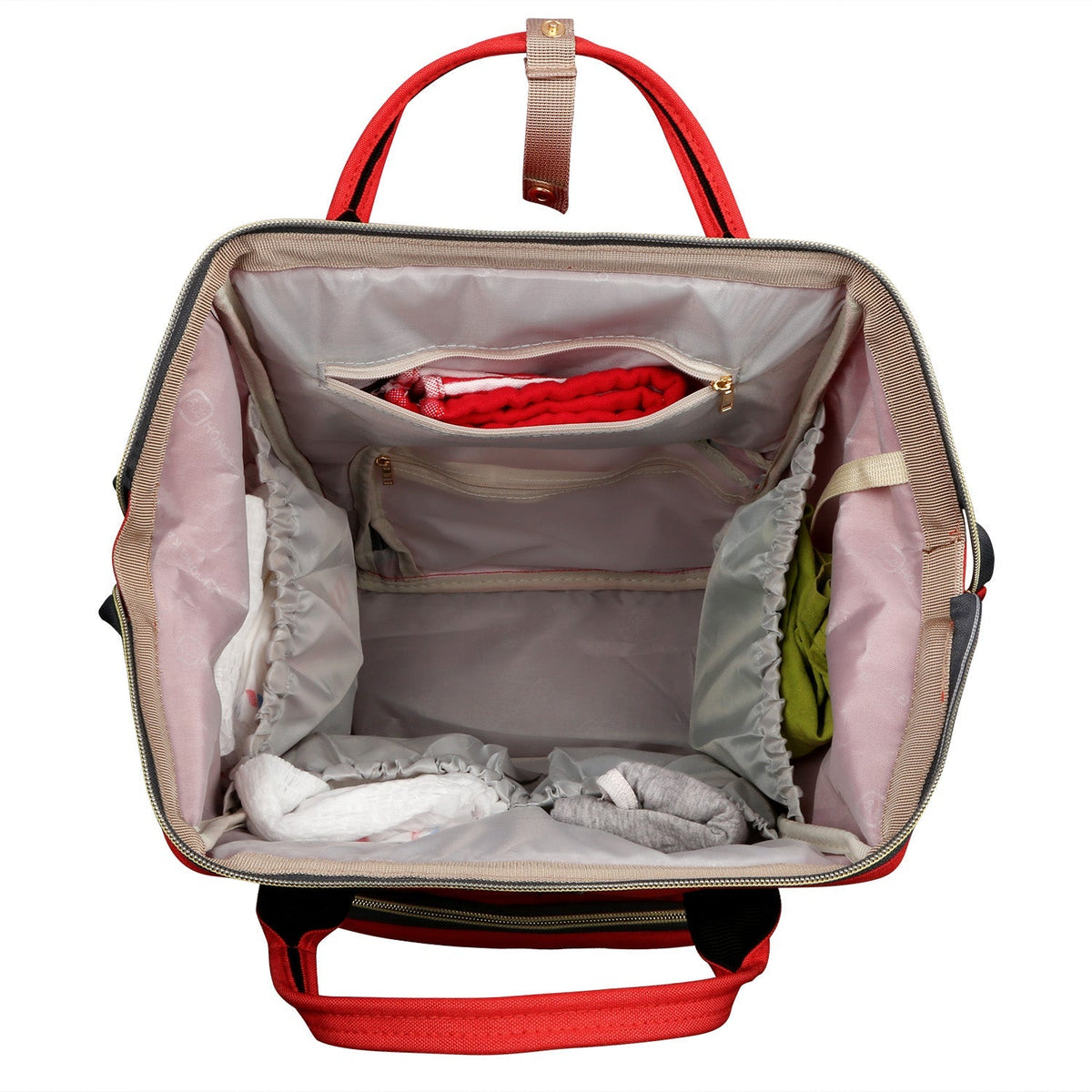 GemGear Mummy Diaper Backpack water-resistant large-capacity travel nappy bag with red handles on Tampa Home & Garden Store