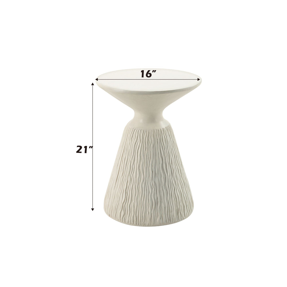 Duane Fiber Concrete Accent Table white outdoor furniture HouseOfZazla 16in top 21in tall on Tampa Home & Garden Store