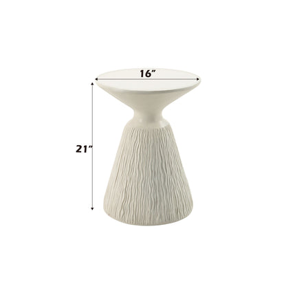 Duane Fiber Concrete Accent Table white outdoor furniture HouseOfZazla 16in top 21in tall on Tampa Home & Garden Store