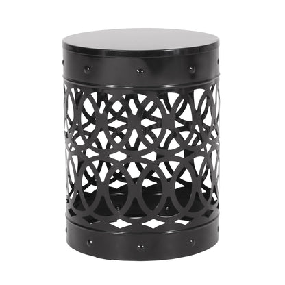 Large Outdoor Metal End Table with Floral Cut