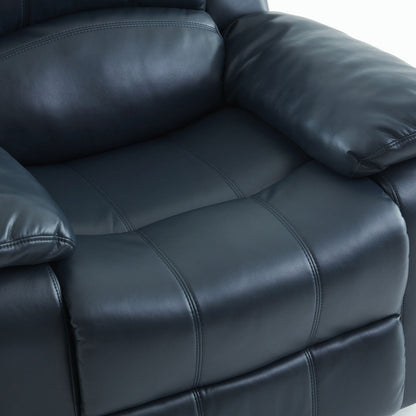 Charlotte Gel Glider Recliner blue leather upholstery close-up detail on Tampa Home & Garden Store
