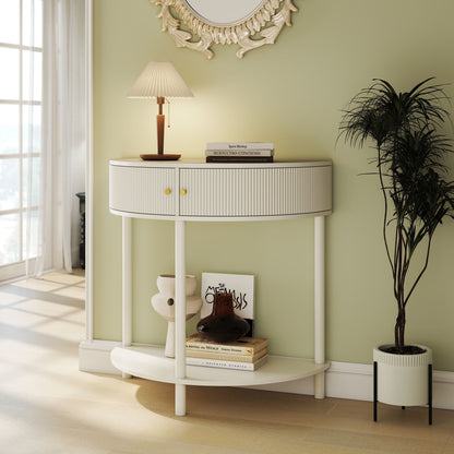 Demi Lune Console Table with 2 Storage Drawers in white, by HouseOfZazla on Tampa Home & Garden Store