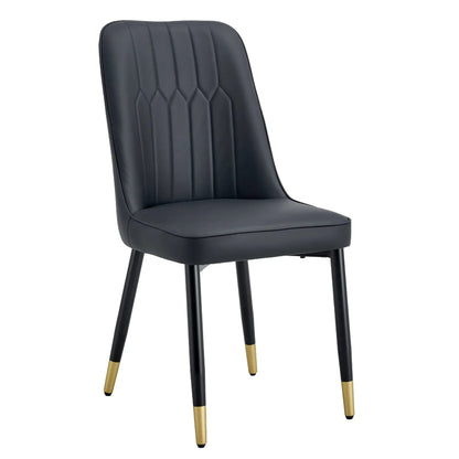 Modern Chair With Metal Legs black faux leather with quilted back and gold-tipped legs on Tampa Home & Garden Store
