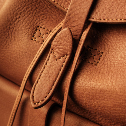Rainier Leather Backpack by Will Leather Goods in brown leather with stitching and strap detail on Tampa Home & Garden Store