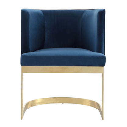 Aura Dining Chair with Brass Frame in blue velvet upholstery on Tampa Home & Garden Store