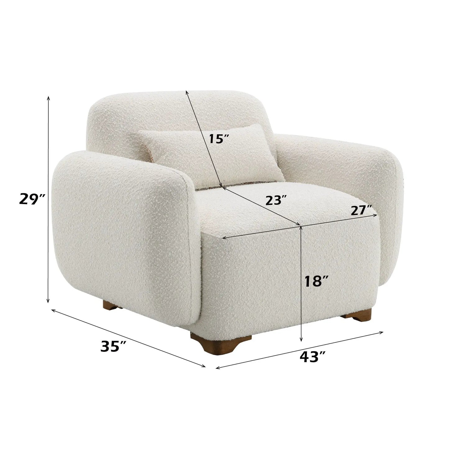 Darius Boucle Accent Chair with Toss Pillow Beige