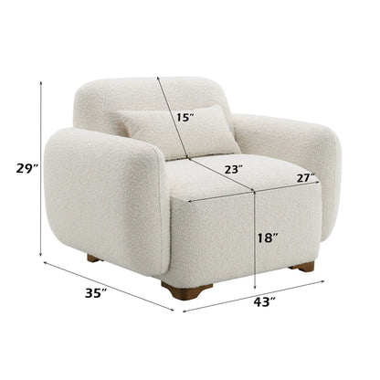 Darius Boucle Accent Chair with Toss Pillow Beige