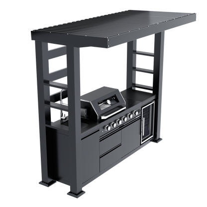 97-Inch 4-Burner Deluxe Stainless Steel Gas Outdoor Kitchen Grill by HouseOfZazla with built-in storage on Tampa Home & Garden Store