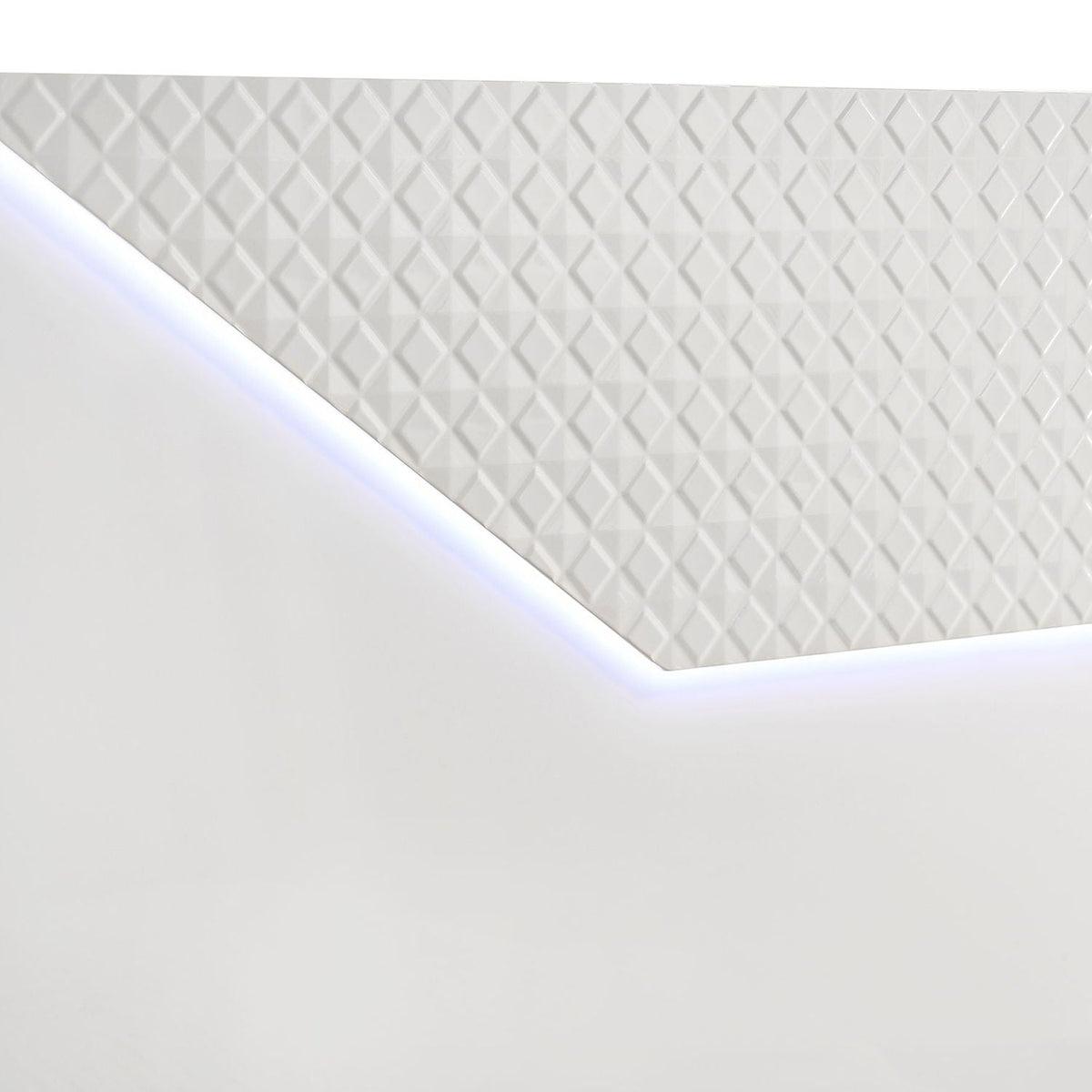 Pierce Panel Bed LED Headboard white diamond panel with LED edge lighting HouseOfZazla on Tampa Home & Garden Store