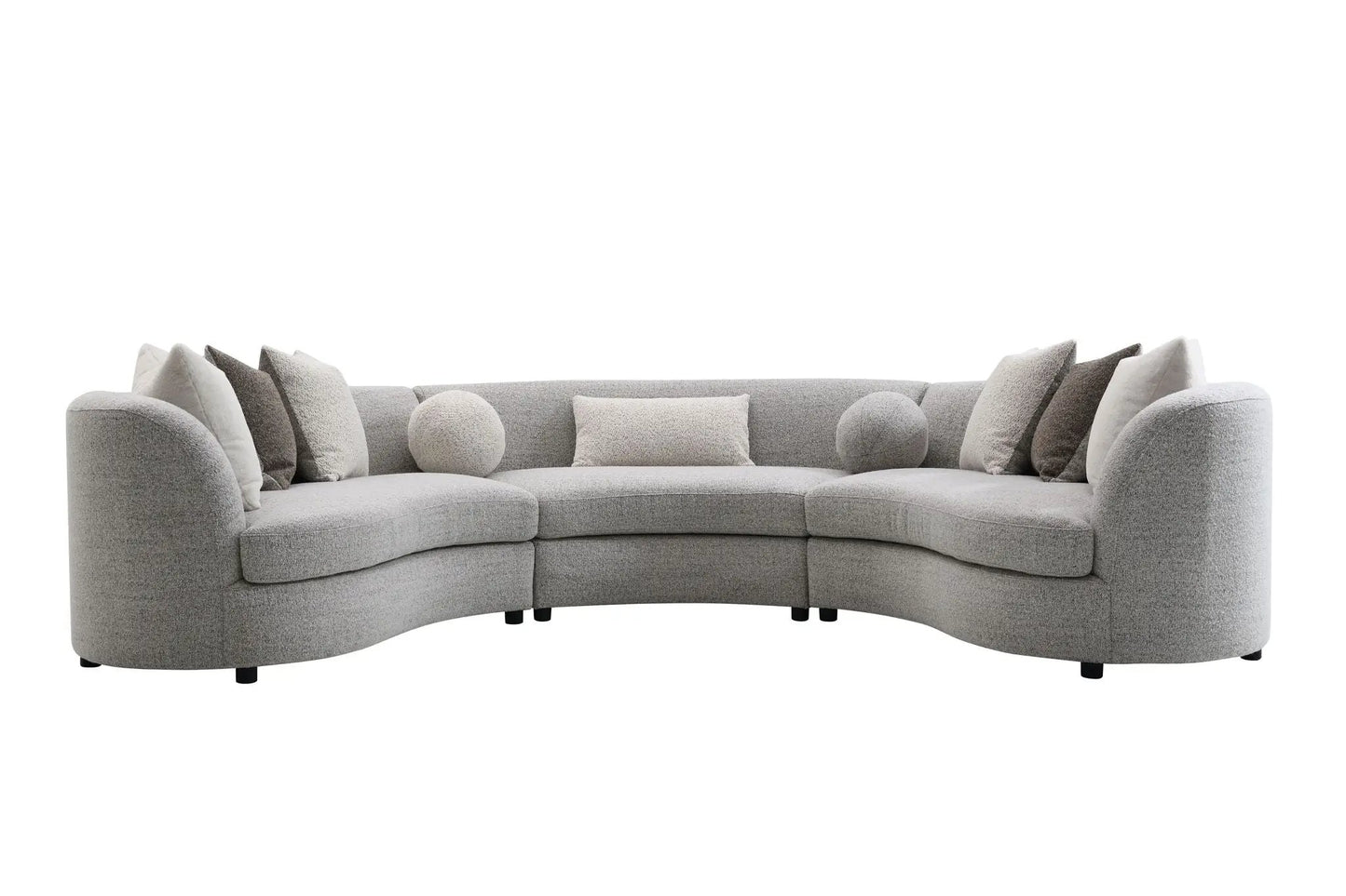 Ivria Boucle Sectional Sofa gray with 9 pillows, curved stationary by Unique Piece Furniture on Tampa Home & Garden Store