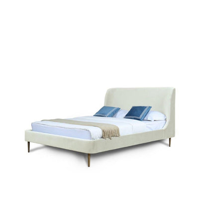 Heather upholstered bed with curved cream headboard by HouseOfZazla on Tampa Home & Garden Store