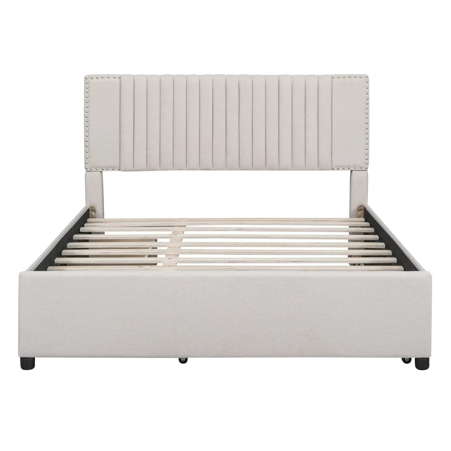 Upholstered Platform Bed With Drawers Headboard