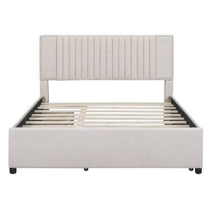 Upholstered Platform Bed With Drawers Headboard