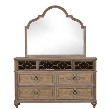 Dresser with arched mirror in rustic oak finish, dovetail drawers by Unique Piece Furniture on Tampa Home & Garden Store