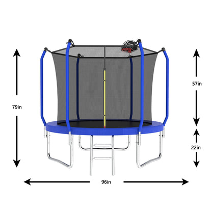 Outdoor Backyard Trampoline and Basketball Hoop