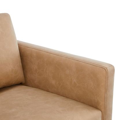 Tulo Arm Chair light brown leather with visible seam and padded armrest on Tampa Home & Garden Store