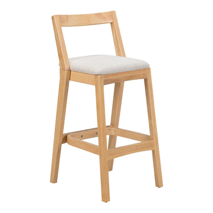 Jasper barstools set of 2, natural rubberwood frame with beige fabric seats on Tampa Home & Garden Store