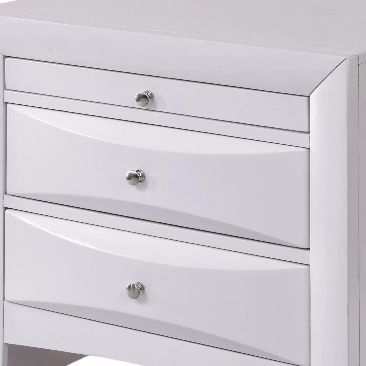 Ireland Elegant Design Nightstand white accent by Unique Piece Furniture with silver knob on Tampa Home & Garden Store