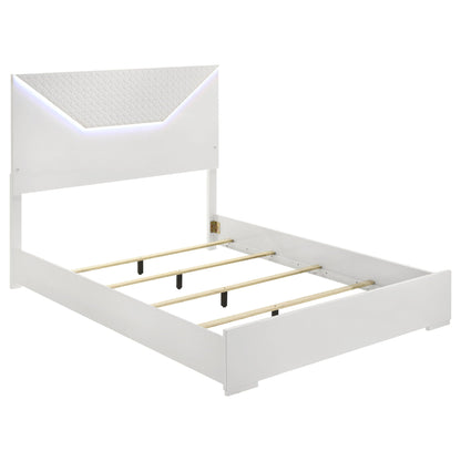 Pierce LED headboard panel bed in white by HouseOfZazla with quilted headboard and glow on Tampa Home & Garden Store