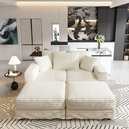 Deep Seat Sofa Bed With Ottoman and Soft Pillows